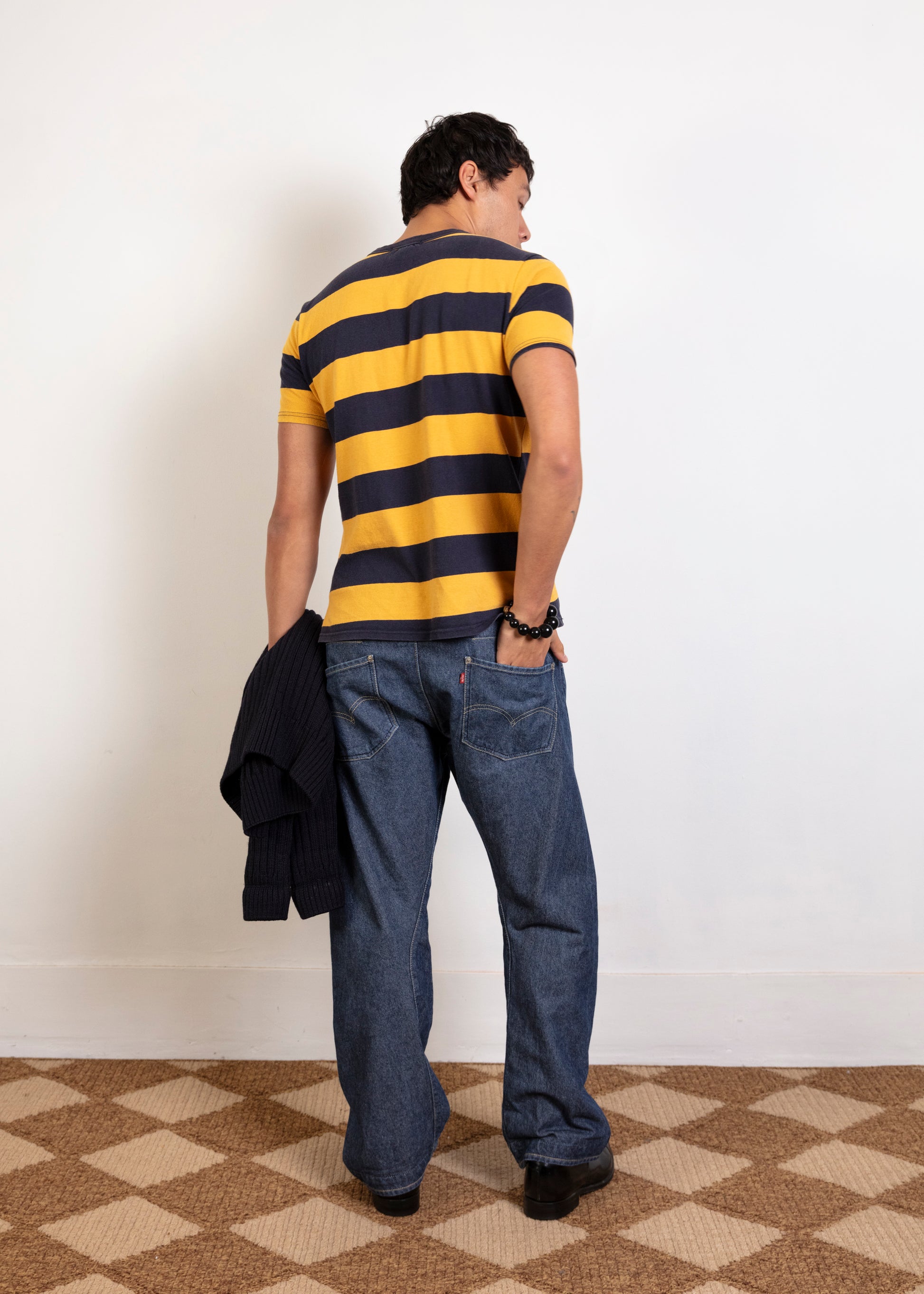 SA2 Brothers Stripe Tee - Navy Yellow
