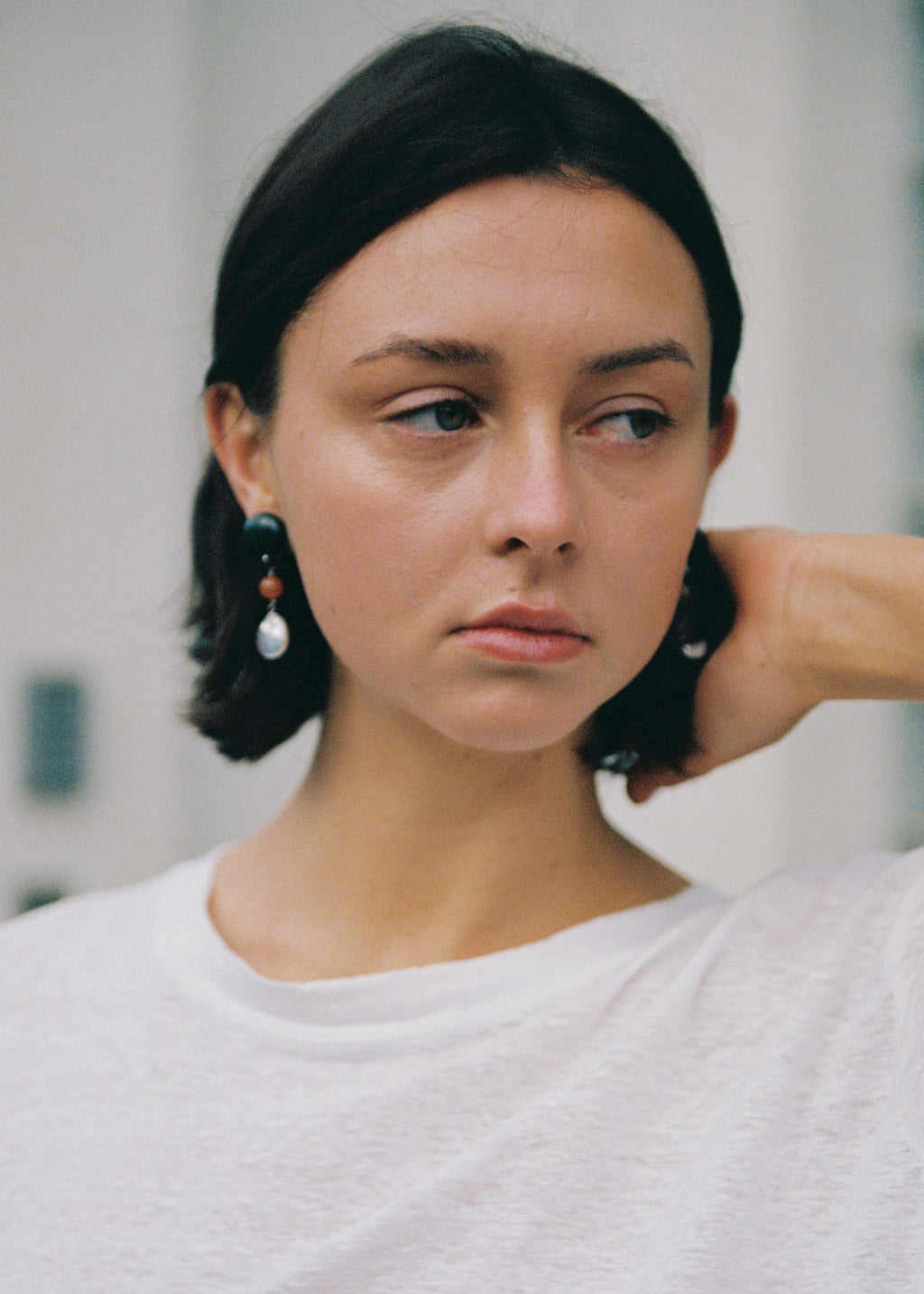 Zarić Earrings - Navy/Carnelian/Pearl Earrings