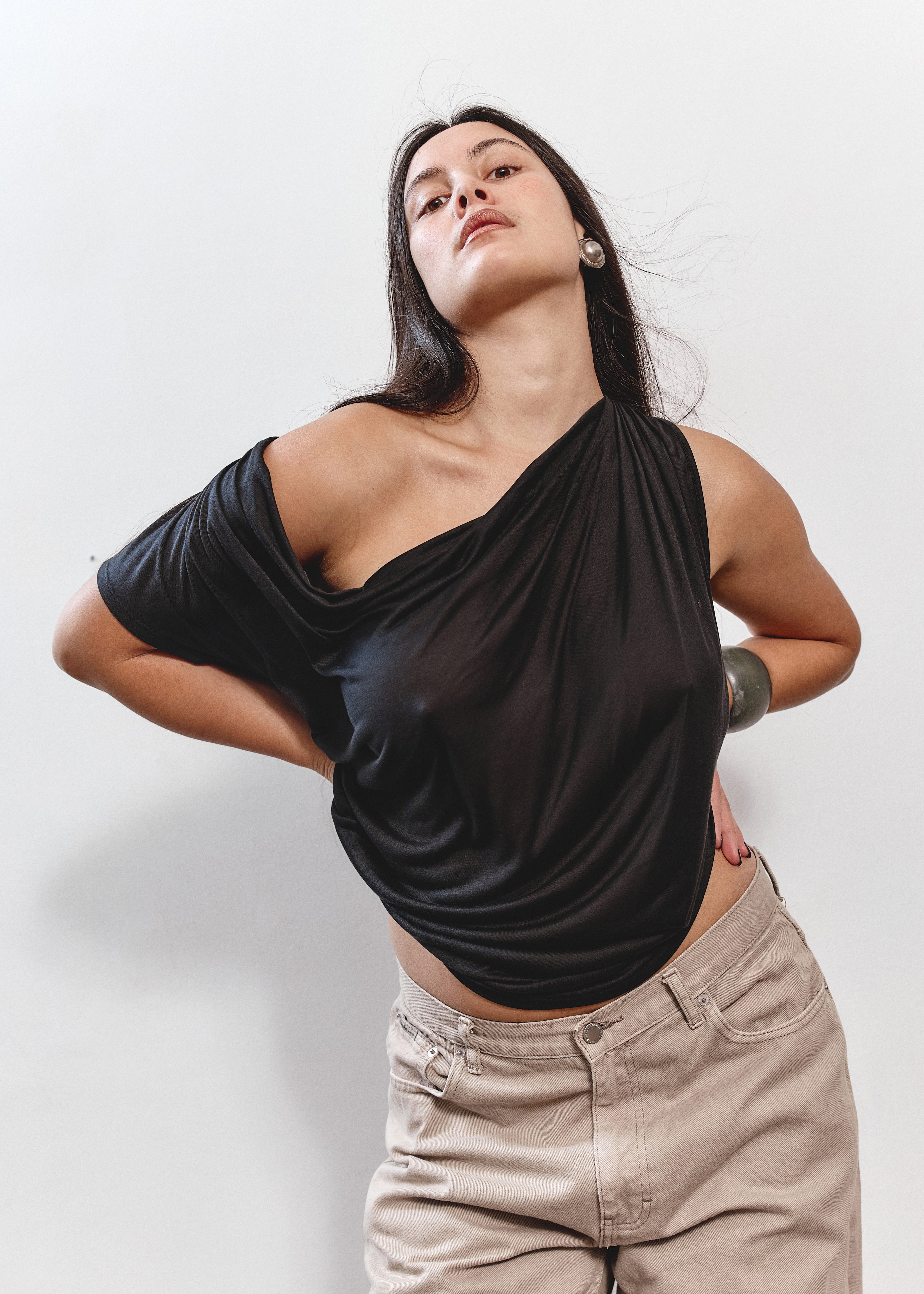 Max Mara Draped Top - Black