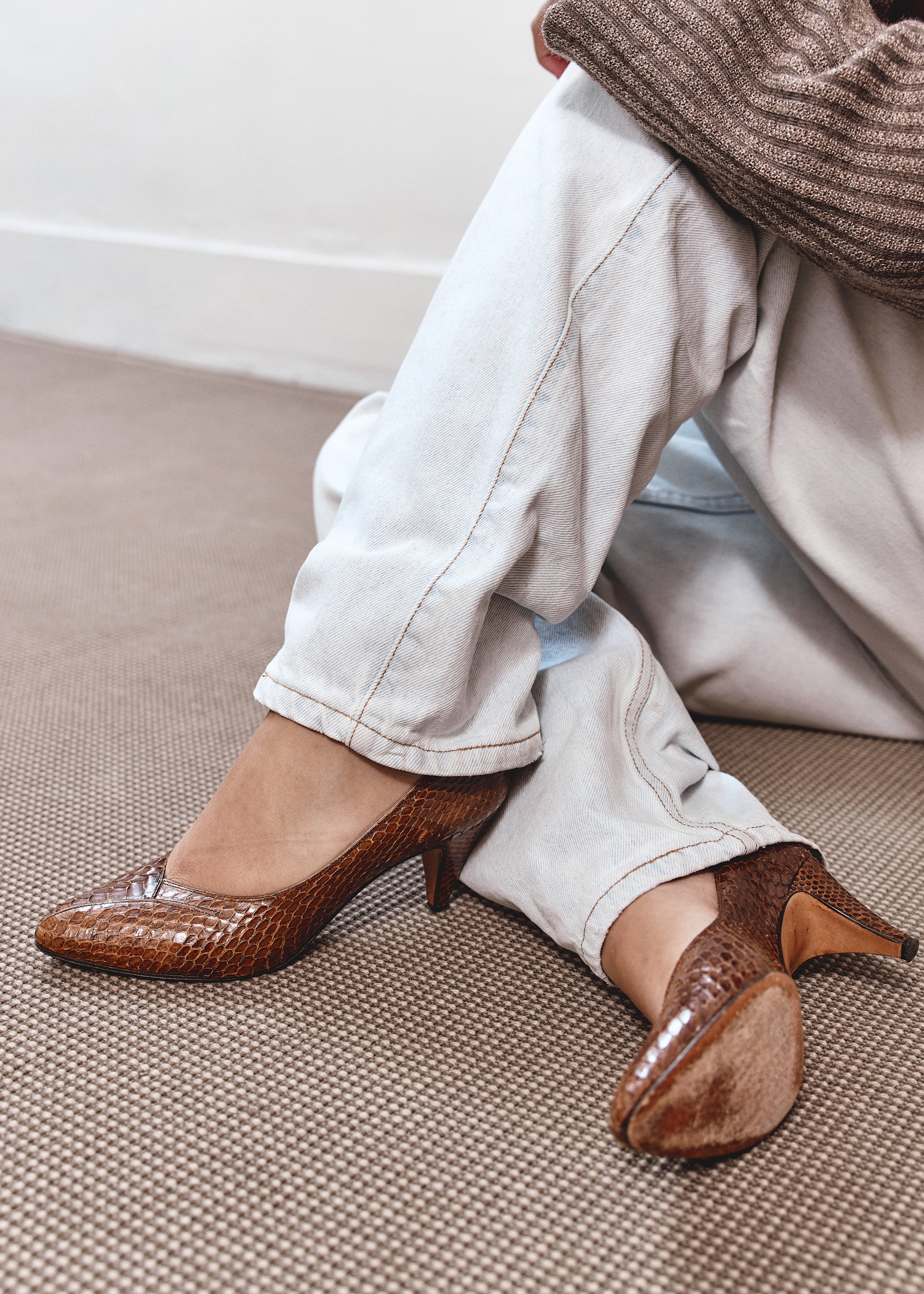 Mellusso Snake Skin Pumps - Brown