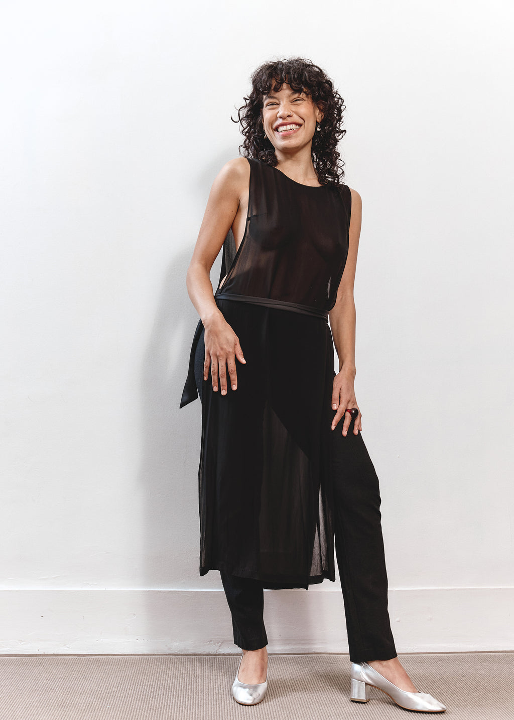 Lisa Barren Sheer Dress - Black