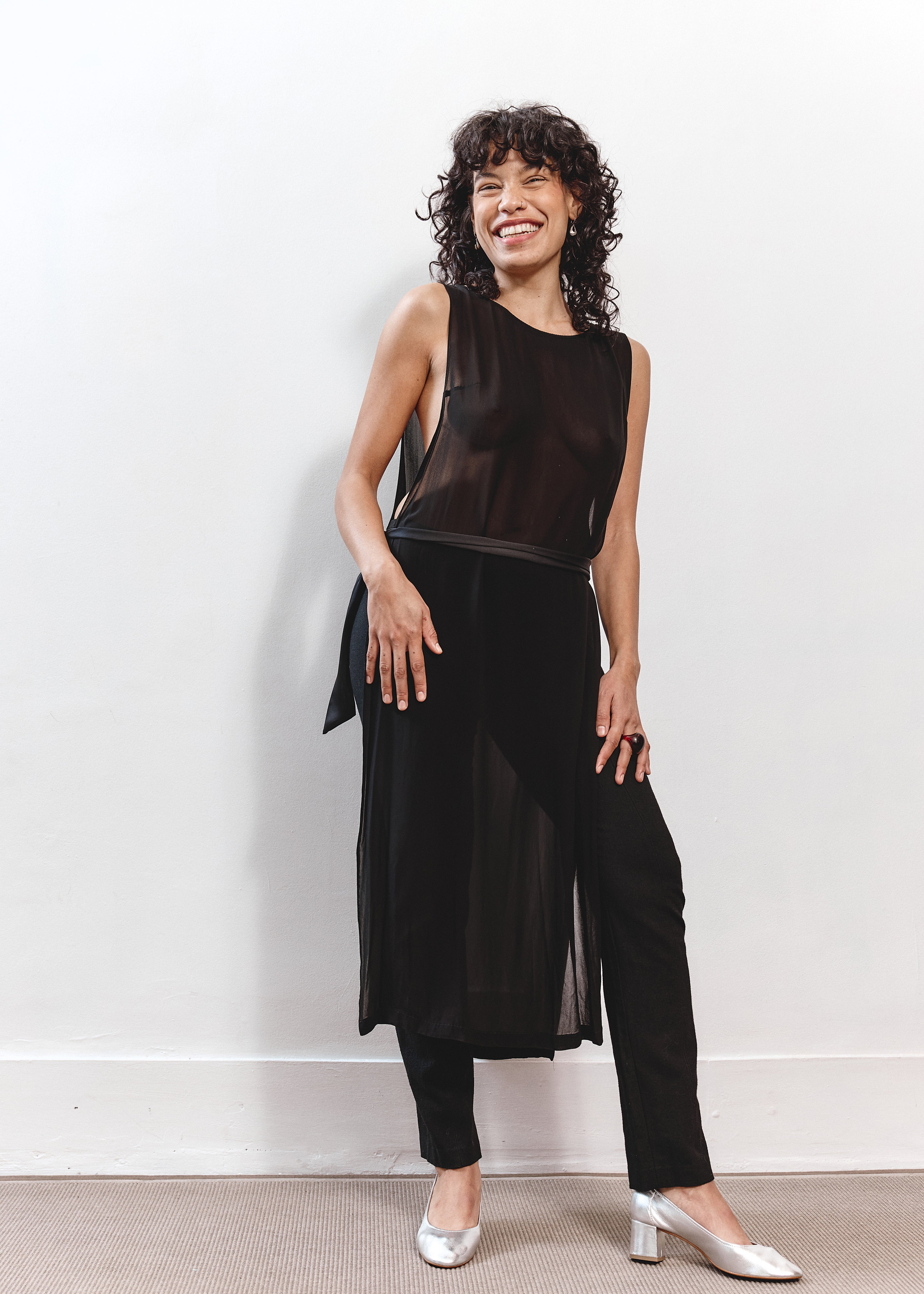 Lisa Barren Sheer Dress - Black