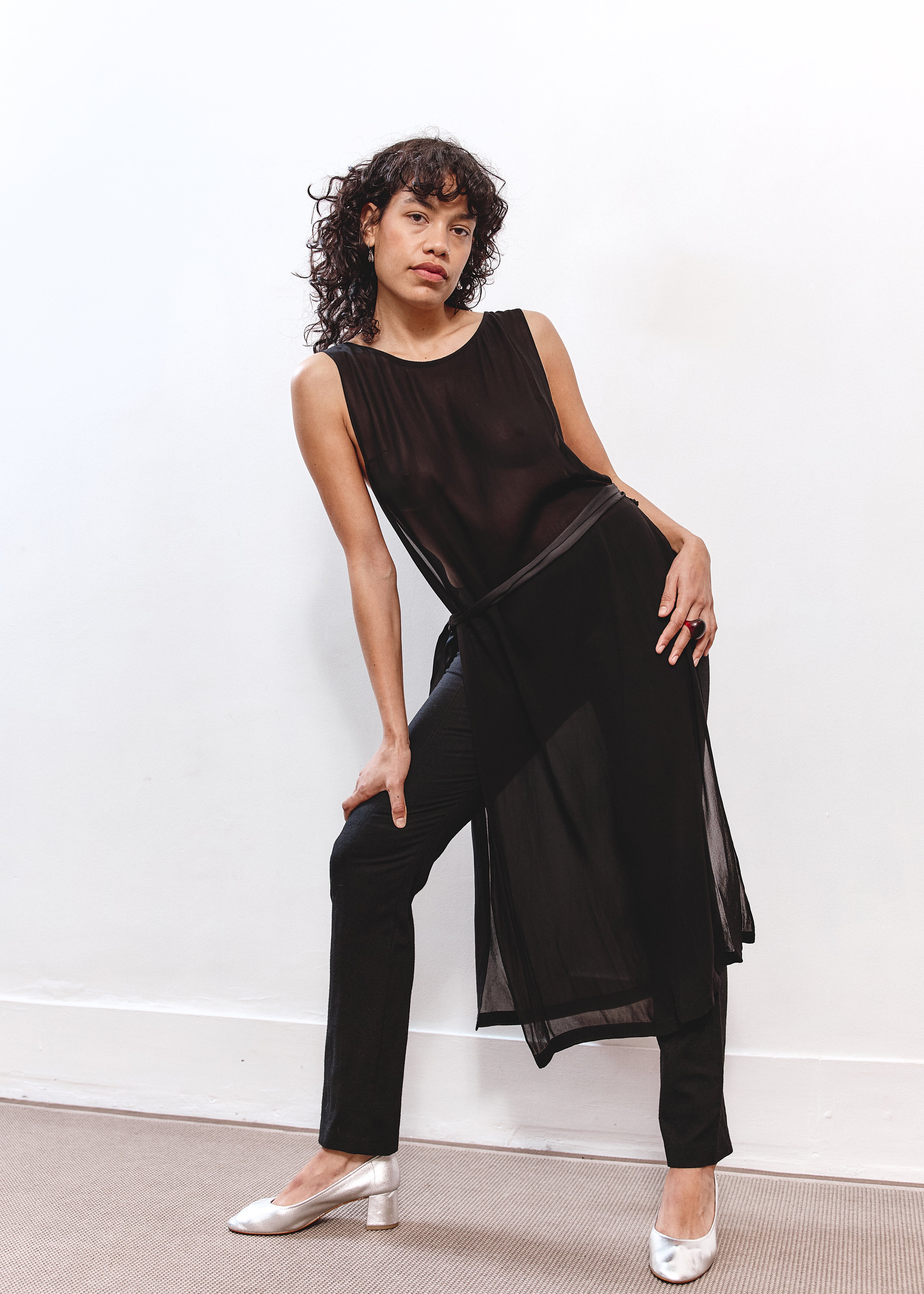 Lisa Barren Sheer Dress - Black