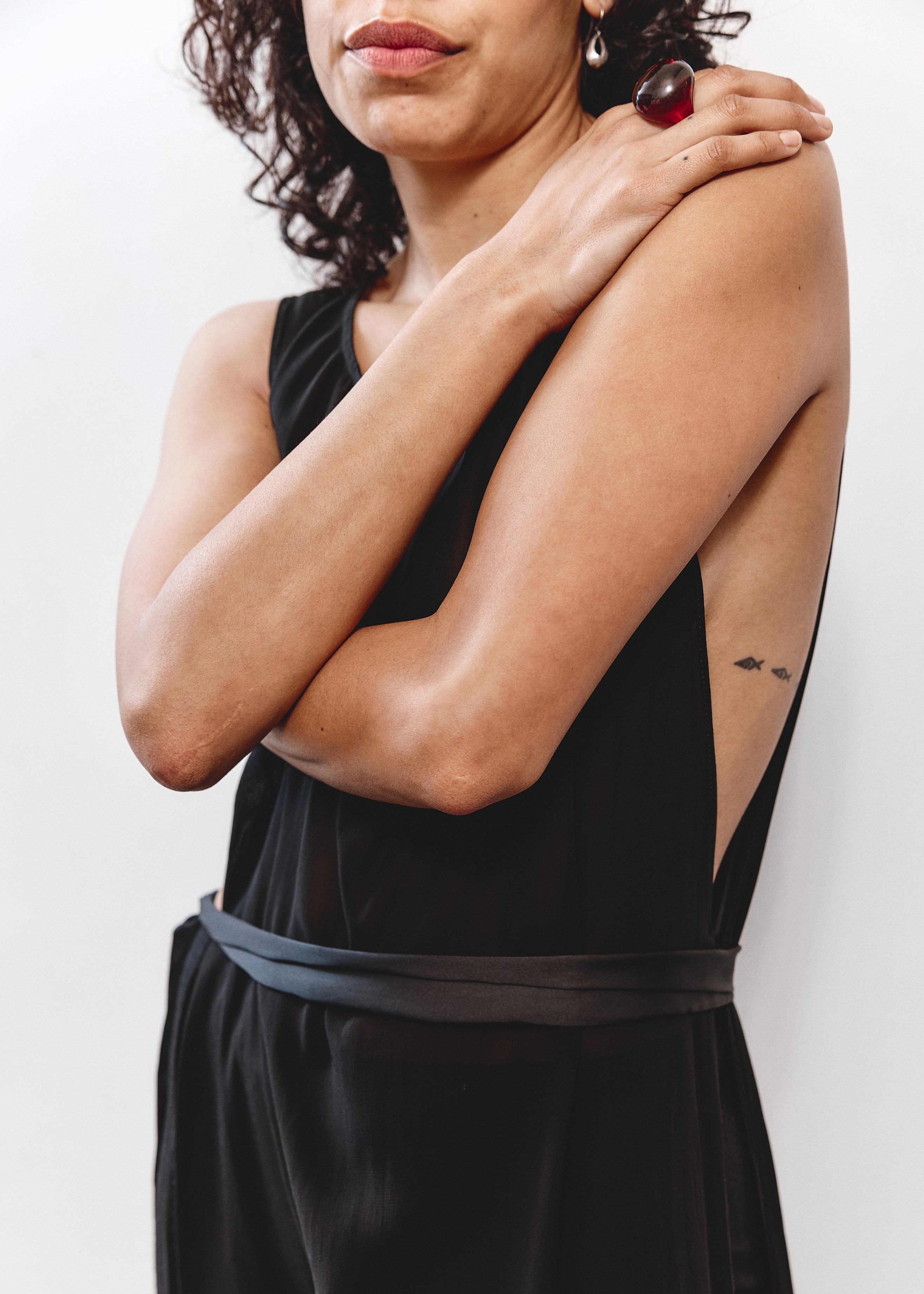 Lisa Barren Sheer Dress - Black