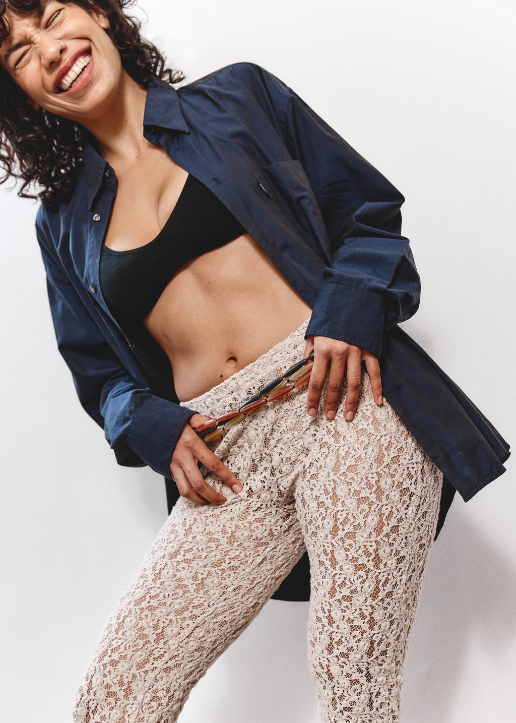 Unlabelled Lace Pants - Cream