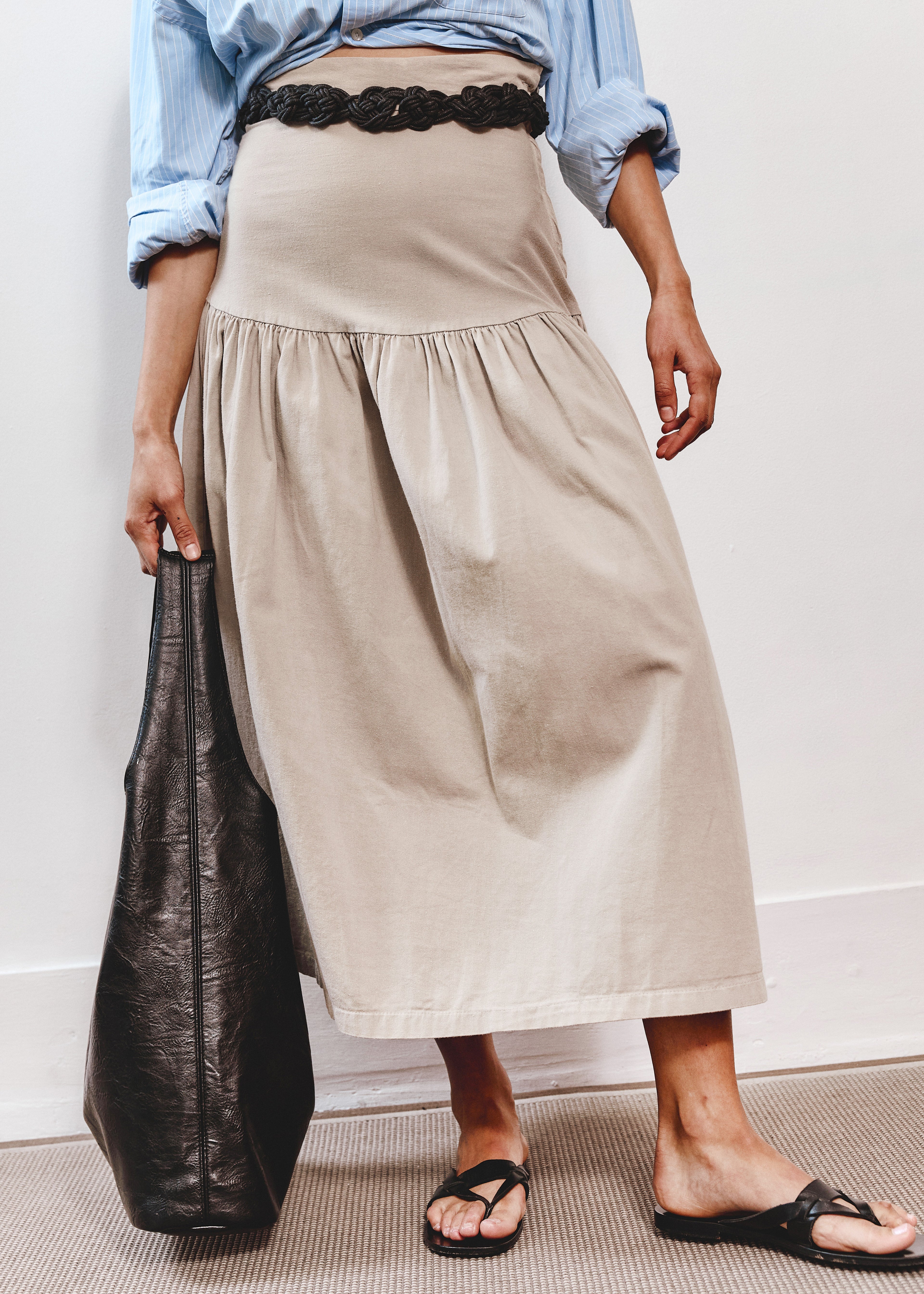 Le Garage Drop Waist Skirt - Khaki