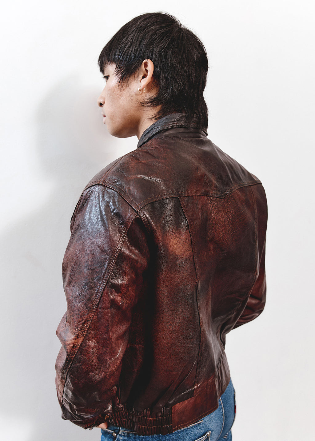 Winter Leather Jacket - Red/Brown