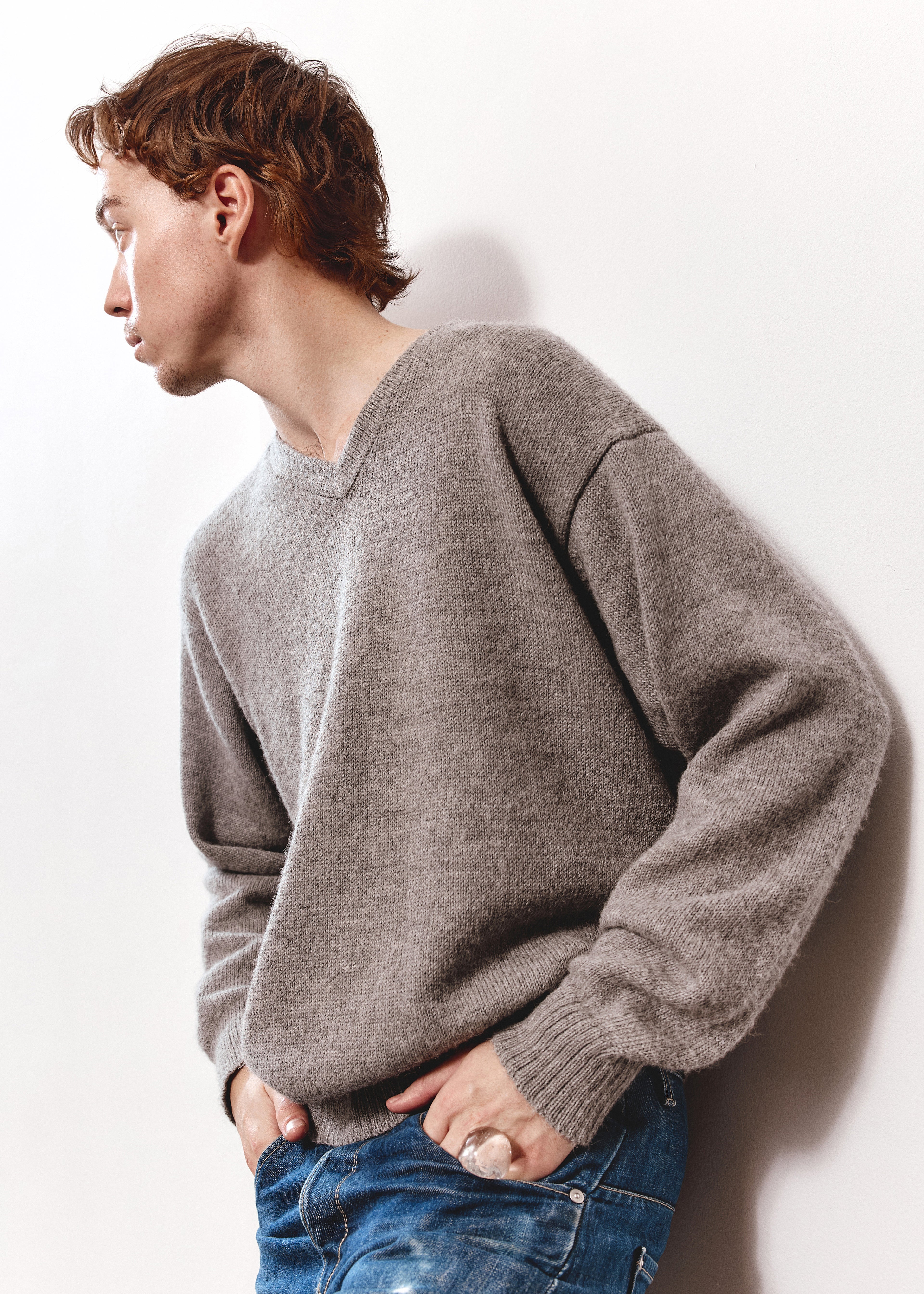 Perez Slouchy V Neck Knit - Grey