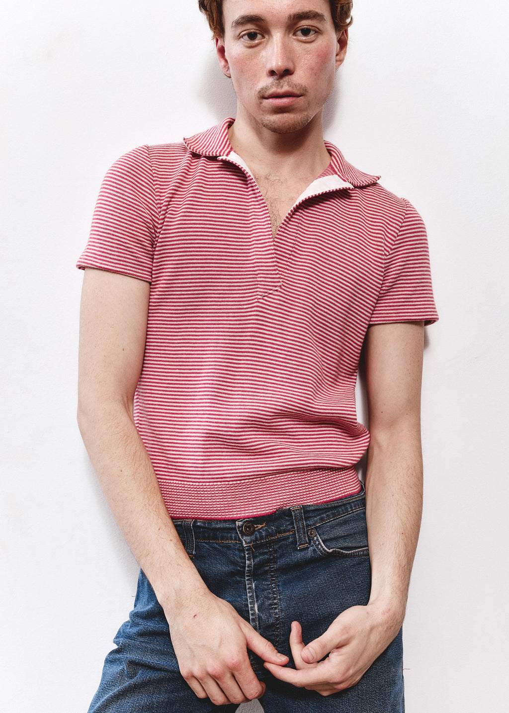 Valentino Contrast Polo - Pink/White Stripe