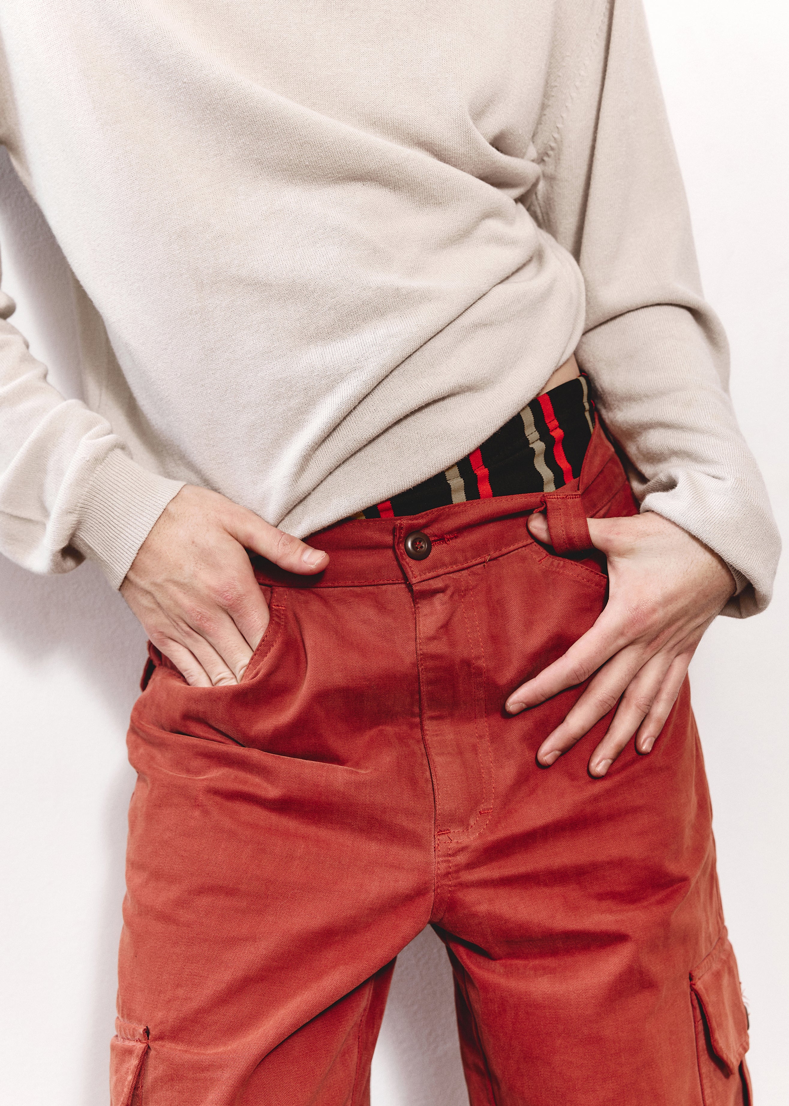 Pierre Cardin Cargo Pant - Brick Red