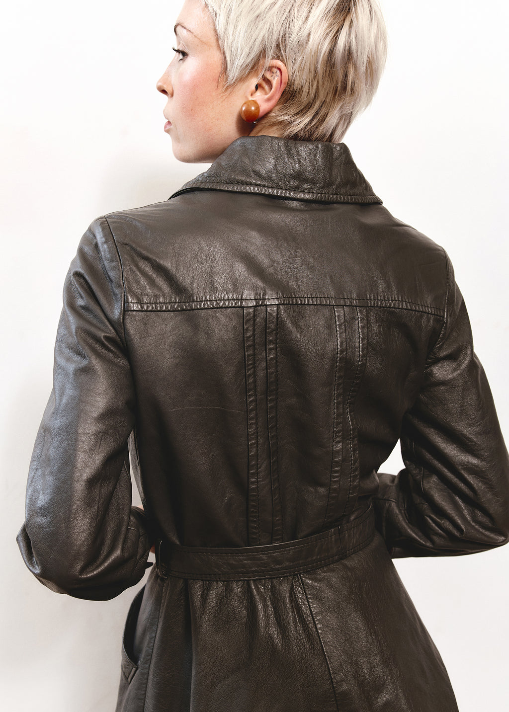 Radman Leather Trench Coat - Dark Green