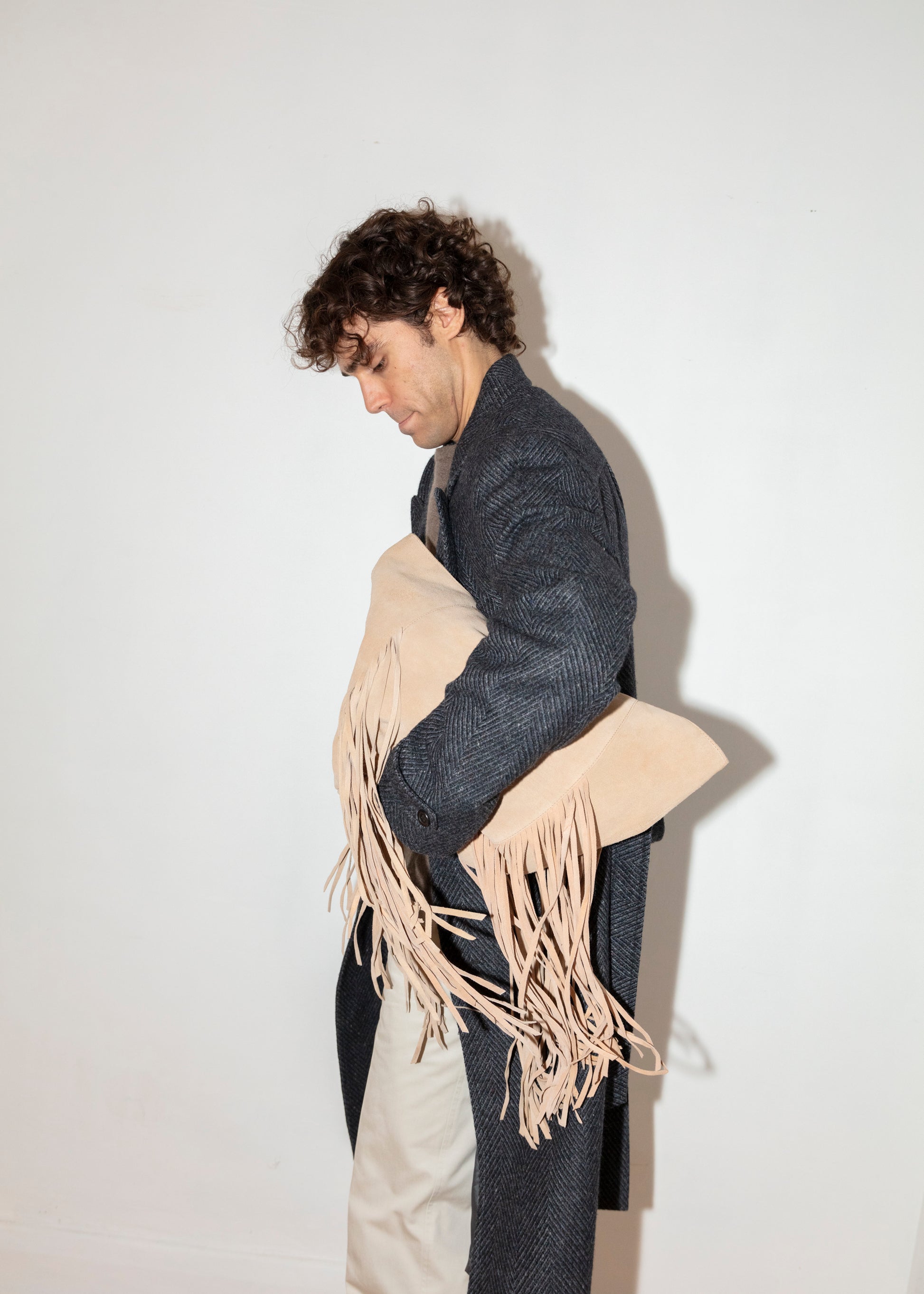 Maddie J Suede Tassel Bag - Beige